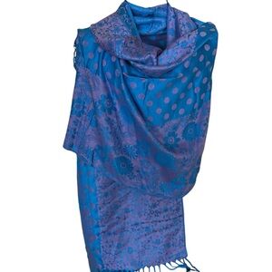 Elegant Blue Floral Scarf